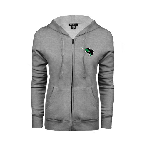  ENZA Womens Grey Fleece Full Zip Hoodie - Power Bison