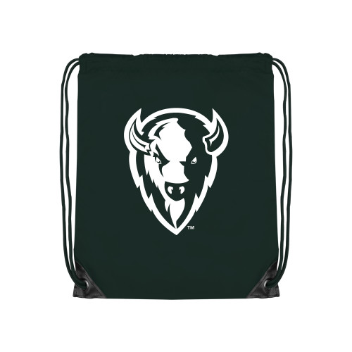  Dark Green Drawstring Backpack - Charging Bison White