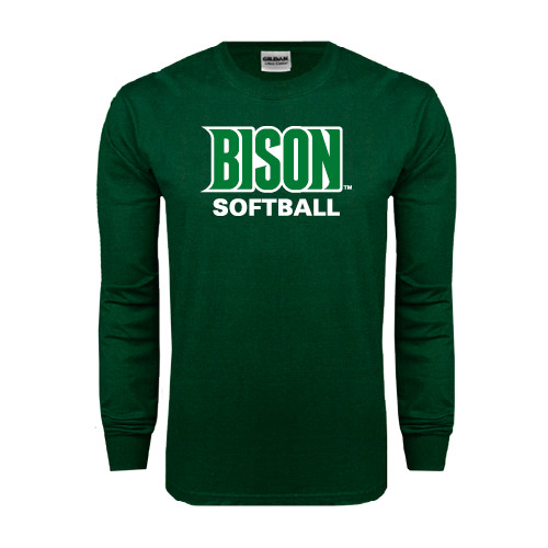  Dark Green Long Sleeve T Shirt - Softball
