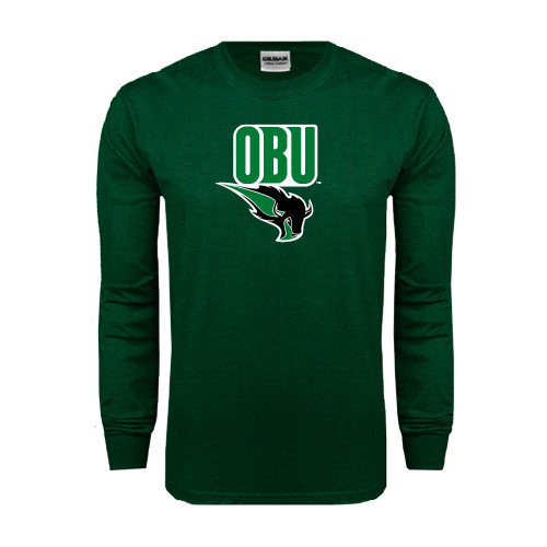  Dark Green Long Sleeve T Shirt - Stacked Logo