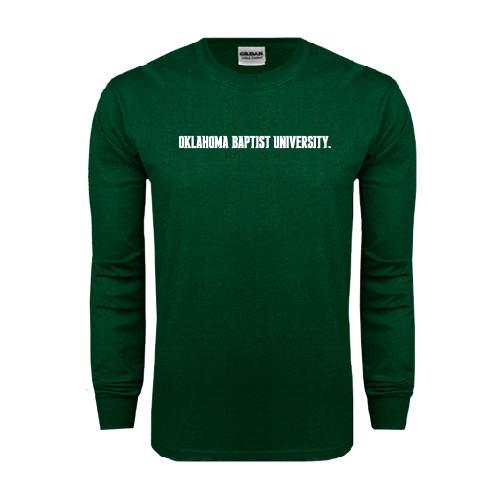 Dark Green Long Sleeve T Shirt - Oklahoma Baptist University Flat