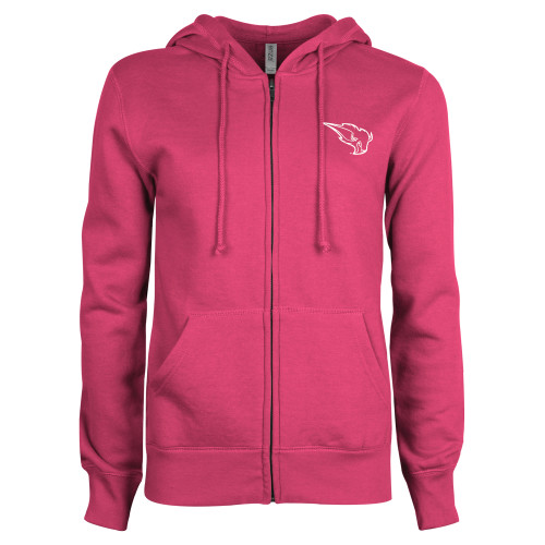  ENZA Womens Fuchsia Fleece Full Zip Hoodie - Power Bison