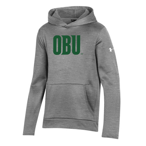  Under Armour Youth Grey Fleece Hoodie - OBU Wordmark