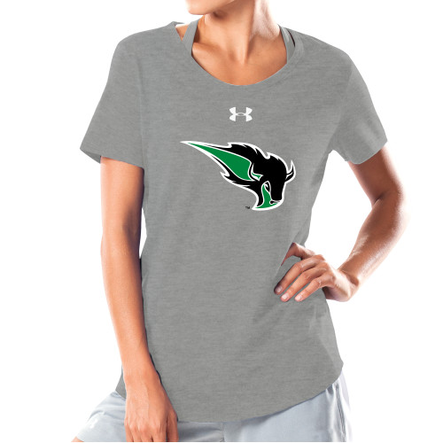  Under Armour Womens Grey Charged Cotton Tee - Power Bison