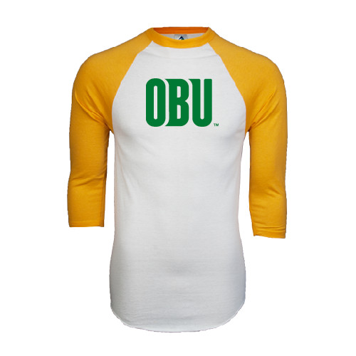 Main Image for  White/Gold Raglan Baseball T Shirt