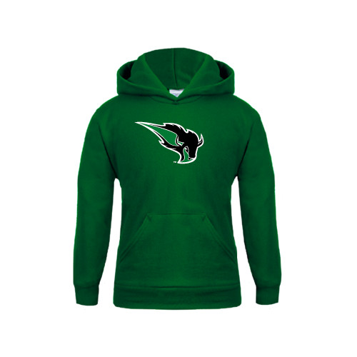  Youth Dark Green Fleece Hoodie - Power Bison