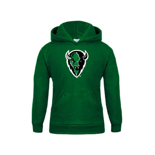  Youth Dark Green Fleece Hoodie - Charging Bison
