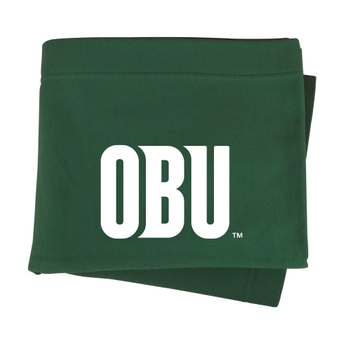  Dark Green Sweatshirt Blanket - OBU Wordmark