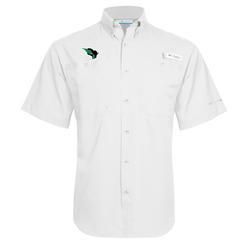  Columbia White Tamiami Performance Short Sleeve Shirt - Power Bison