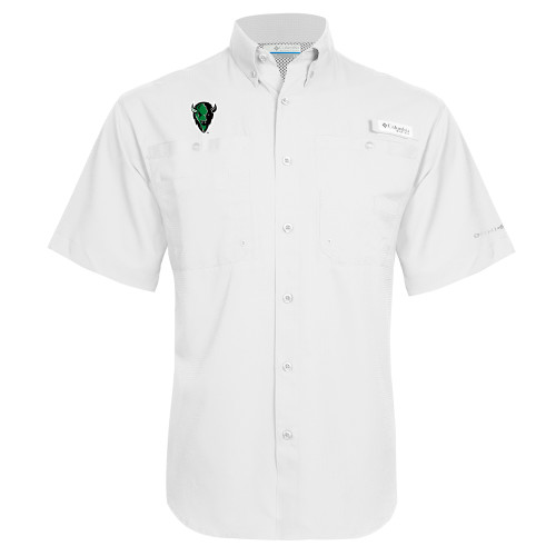  Columbia White Tamiami Performance Short Sleeve Shirt - Charging Bison