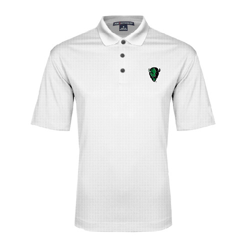  White Performance Fine Jacquard Polo - Charging Bison