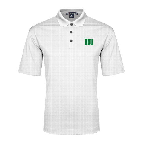  White Performance Fine Jacquard Polo - OBU Wordmark