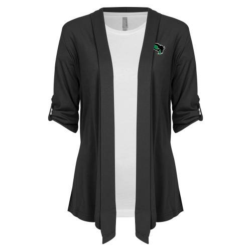  Womens Grey Drape Front Cardigan Sweater - Power Bison