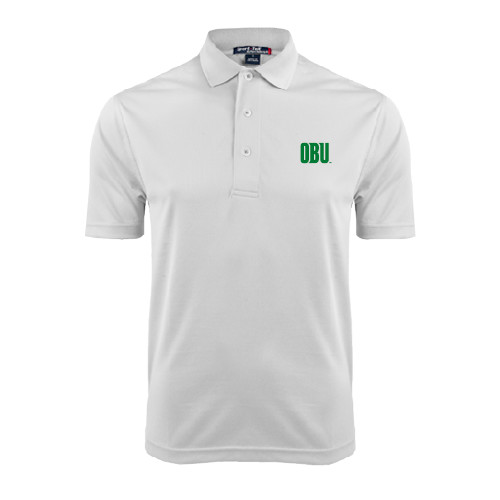  White Dry Mesh Polo - OBU Wordmark