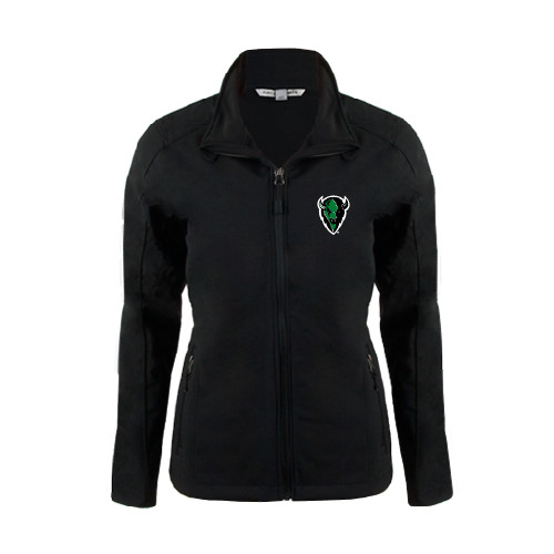  Womens Black Softshell Jacket - Charging Bison