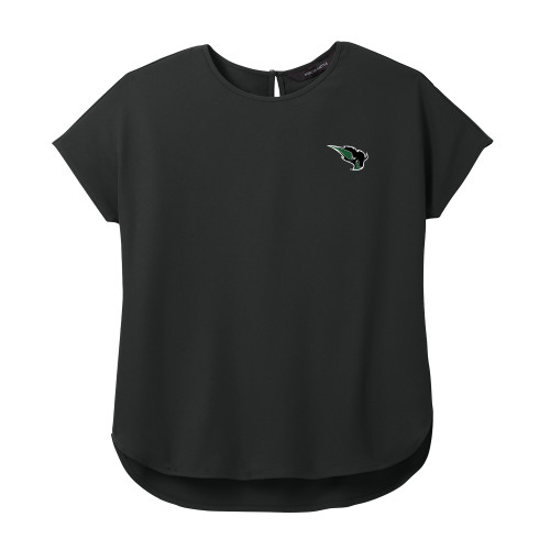  Mercer + Mettle Womens Black Stretch Crepe Crew - Power Bison