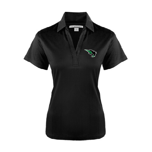  Womens Black Performance Fine Jacquard Polo - Power Bison