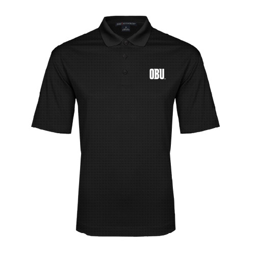  Black Performance Fine Jacquard Polo - OBU Wordmark