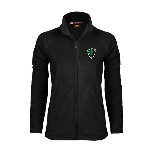  Womens Black Fleece Full Zip Jacket - Charging Bison