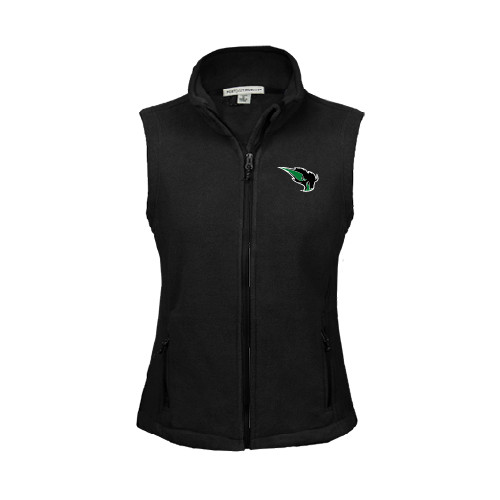  Womens Black Fleece Full Zip Vest - Power Bison