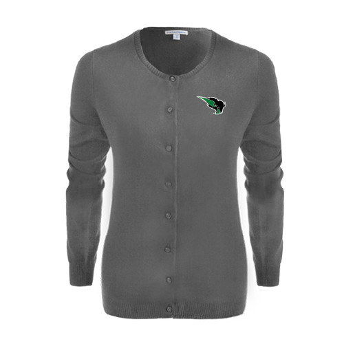  Womens Charcoal Cardigan Sweater - Power Bison