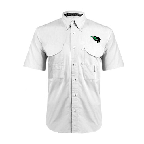  White Fishing Shirt Performance Short Sleeve - Power Bison