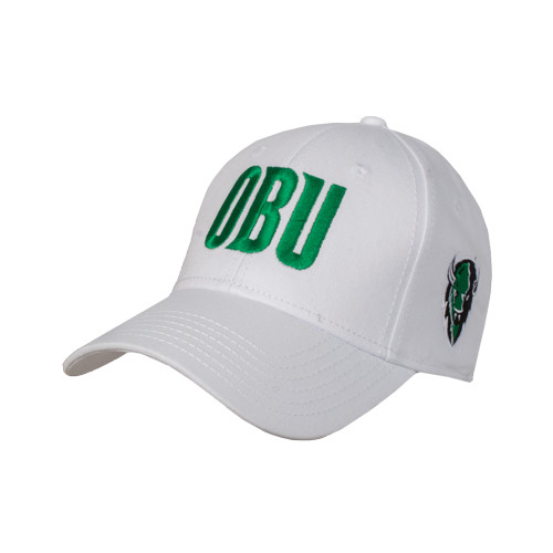  White Structured Adjustable Pro Style Hat - OBU Wordmark