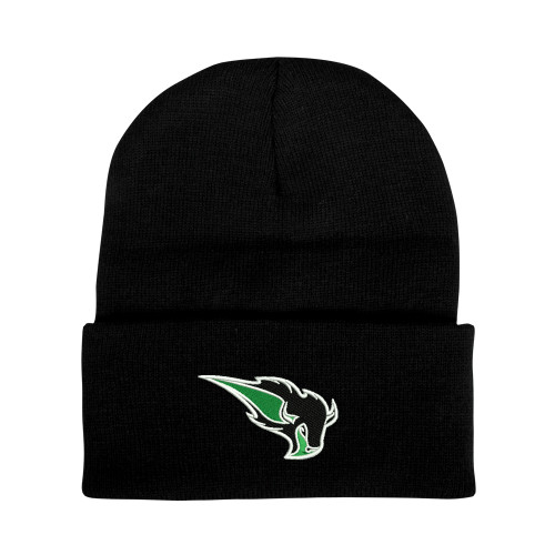  Black Knit Beanie w/Cuff - Power Bison