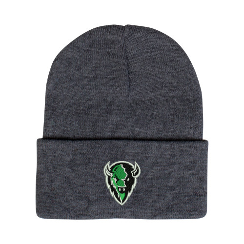  Grey Knit Beanie w/Cuff - Charging Bison