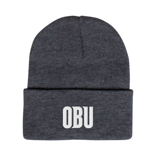  Grey Knit Beanie w/Cuff - OBU Wordmark