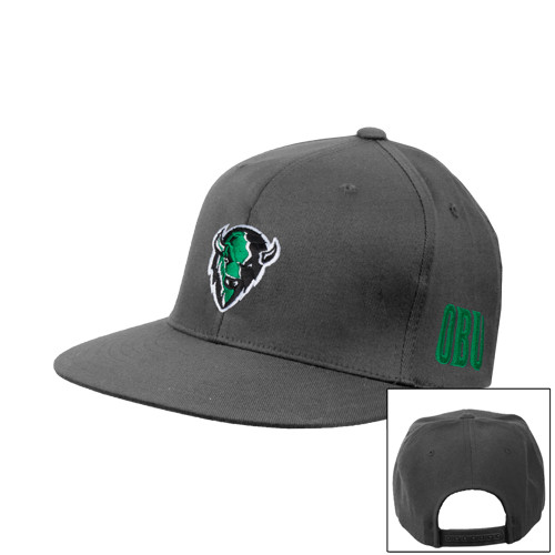  Charcoal Flat Bill Snapback Hat - Charging Bison