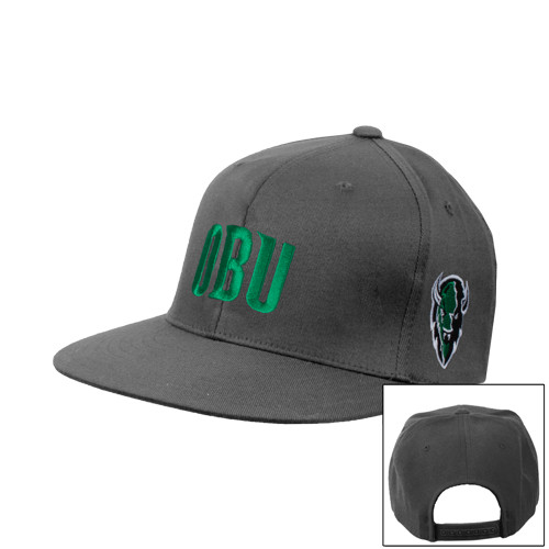  Charcoal Flat Bill Snapback Hat - OBU Wordmark