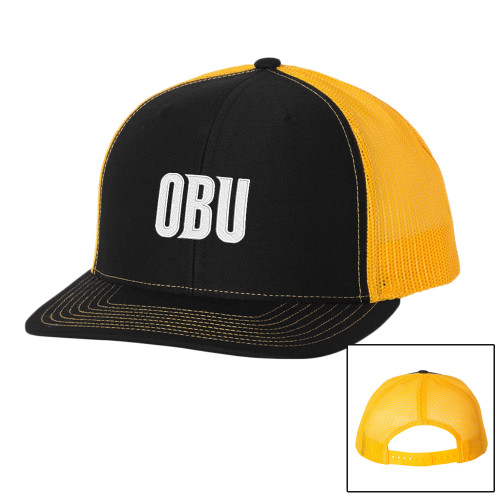  Richardson Black/Gold Trucker Hat - OBU Wordmark