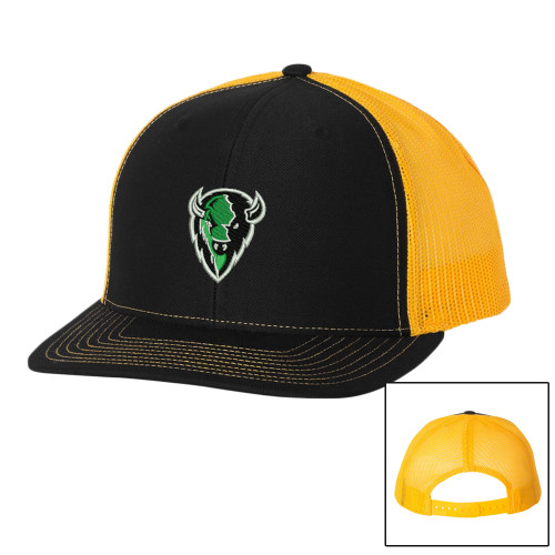  Richardson Black/Gold Trucker Hat - Charging Bison