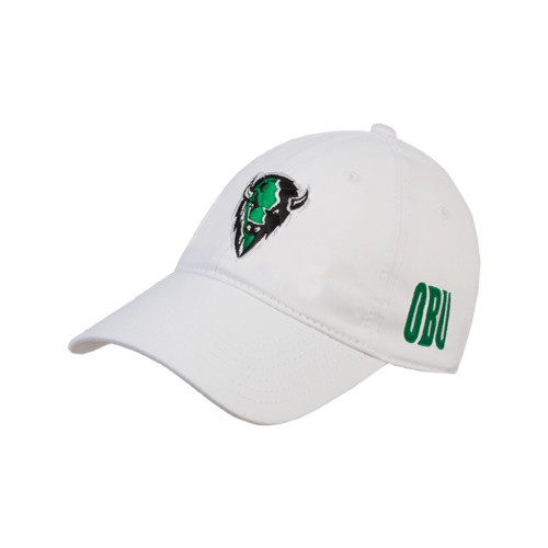  White Unstructured Adjustable Low Profile Hat - Charging Bison