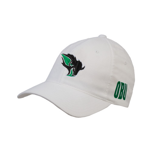  White Flexfit Structured Low Profile Hat - Power Bison