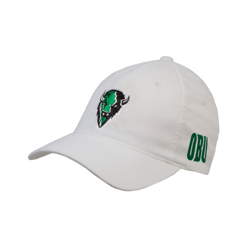 White Flexfit Structured Low Profile Hat - Charging Bison