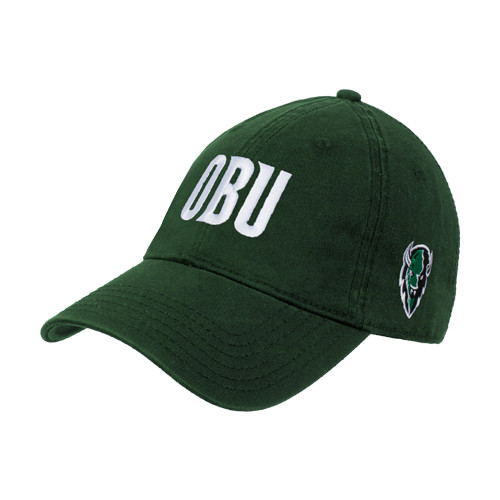 Dark Green Unstructured Adjustable Low Profile Hat - OBU Wordmark