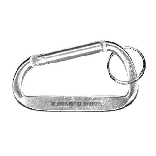  Silver Carabiner with Split Ring - Oklahoma Baptist University Flat Engraved
