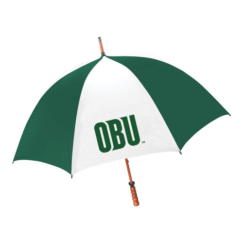  64 Inch Forest Green/White Umbrella - OBU Wordmark