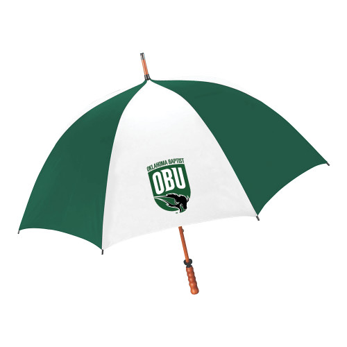  64 Inch Forest Green/White Umbrella - Shield Logo