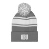Thumbnail image for  Grey/White Two Tone Knit Pom Beanie w/Cuff