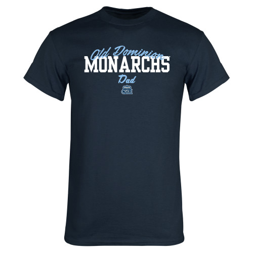  Navy T Shirt - Old Dominon Script Arched Monarchs Dad