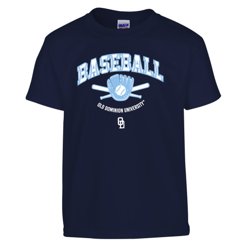  Youth Navy T Shirt - ODU Baseball with Glove Design
