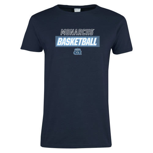  Womens Navy Short Sleeve Tee - ODU Basketball Netting Pattern Design