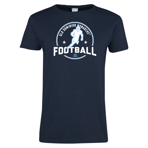  Womens Navy Short Sleeve Tee - ODU Monarchs Football with Player Design