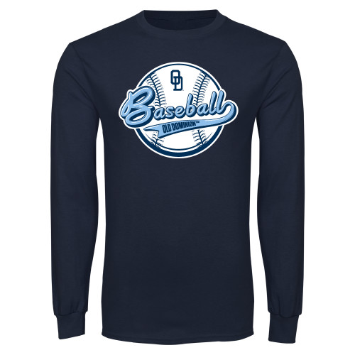  Navy Long Sleeve T Shirt - ODU Baseball Design