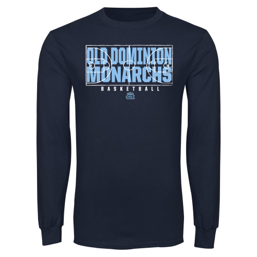  Navy Long Sleeve T Shirt - ODU Basketball Court Design