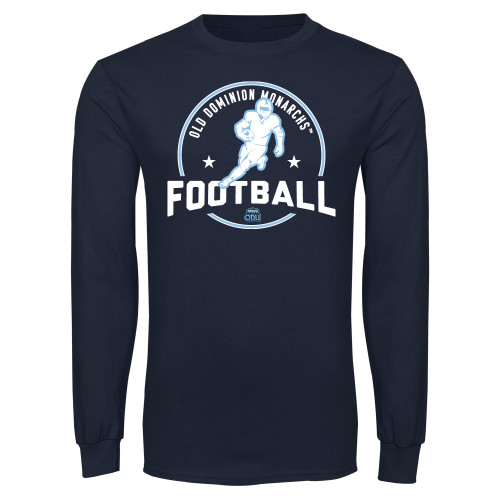  Navy Long Sleeve T Shirt - ODU Monarchs Football with Player Design
