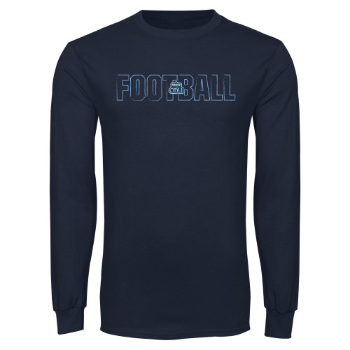  Navy Long Sleeve T Shirt - ODU Football Text Design